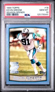 1999 TOPPS #18 KEVIN GREENE PSA 10 GEM MINT SEASON OPENER HOF POP 1 PANTHERS - Bild 1 von 2
