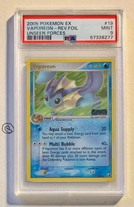 Pokemon Vaporeon 19/115 EX Unseen Forces Holo Reverse Stamped PSA 9 Mint Eng - Bild 1 von 2