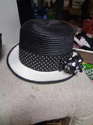 Adolfo II 纽约/巴黎女式德比保龄球手草帽 Bonwit Teller — 第 1/4 张图片