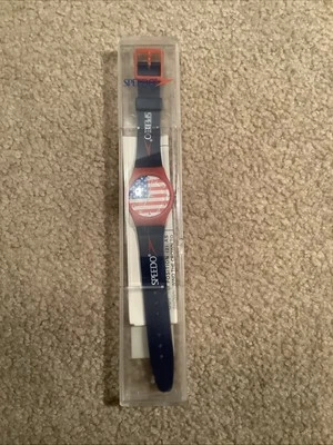 Vintage Speedo Swimming UNITED STATES USA FLAG Water Resistant Watch NEW BATTERY - Image 1 of 4