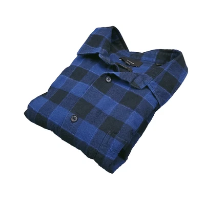 Franela de algodón Vince talla XL azul negro búfalo a cuadros manga larga extendida Foto 1 de 4