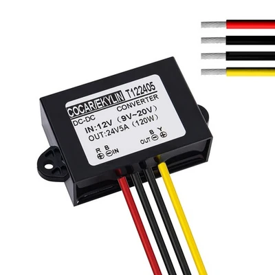 DC 12v Step up to 24v Converter Regulator 5A 120W Power Supply Adapter for Mo... - Image 1 of 4