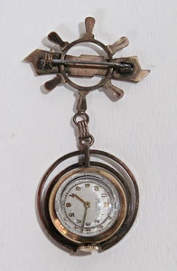 Spilla Orologio Art Decò Guilloché Smalto Spinner Crotone 17J Svizzero - Non Funzionante - Foto 1 di 8