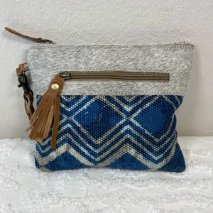 MYRA BAG Canvas Handgelenktasche Damen blau Gr. S Azteken Indianer Design - Bild 1 von 9