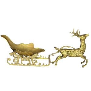 Messing Weihnachtsschlitten und Rentier Set Weihnachtsschlitten - Bild 1 von 12