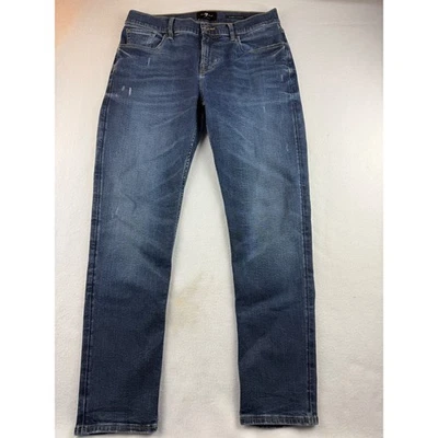 7 For All Mankind Slimmy Tapered Jeans Mens Dark Wash Stretch Denim 34x30 - Image 1 of 4