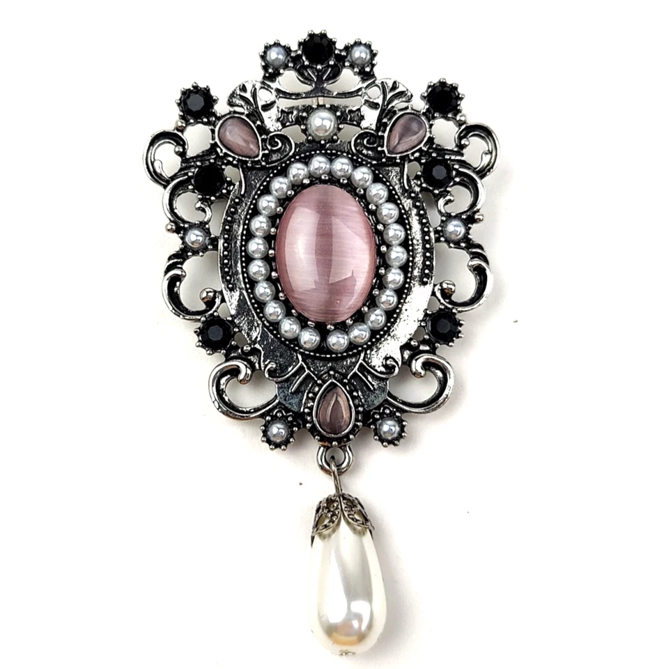 Opal Waterdrop Brooches cameo Retro Style Victorian Lady pendant Pin Brooch - Image 1 of 4