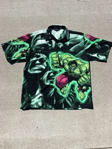 Vintage 2000S Hulk All Over Print Button Up Hawaiian Shirt Tagged M Fits, M/L - Picture 1 of 4
