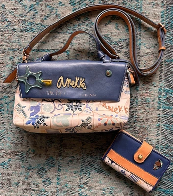 Borsa Anekke + borsetta Sunrise set piastrelle borsa a tracolla blu mediterraneo vegan - Immagine 1 di 4