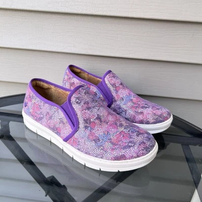 Nurse Mates Adela Slip on Nursing Shoes Womens Size 11W Violet Meadow Leather - Image 1 of 4