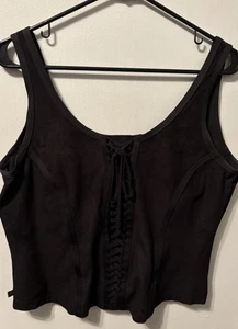 Vintage Ralph By Ralph Lauren Large Black Corset Style Top - Picture 1 of 8
