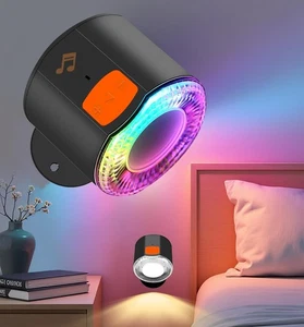 LED Wall Sconce w/ Bluetooth Speaker, RGB & White Light, Rechargeable, Battery - Picture 1 of 8