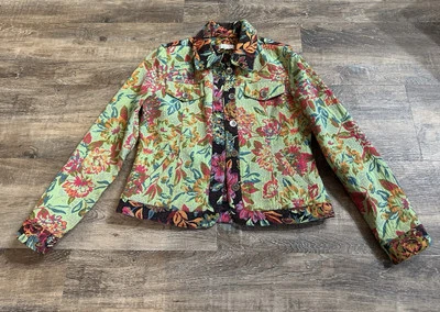Chaqueta Blazer Christopher & Banks Mujer S Abotonada Colorida Floral Tropical Foto 1 de 4