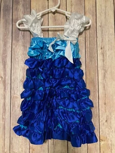 Girls Princess Inspired Frozen Elsa Satin Ruffle Dress Costume 2XL XXL 4/5 - Picture 1 of 2