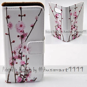 For Samsung Galaxy Series Cherry Blossom Print Wallet Mobile Phone Case Cover - Picture 1 of 3