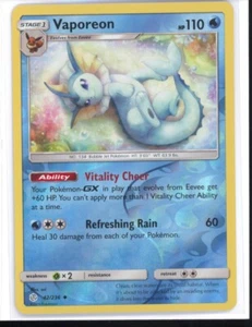 Vaporeon REVERSE HOLO card 42/236 Sun & Moon Cosmic Pokemon 2019 NM 0303#270 - Picture 1 of 2