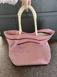 Women’s Marks & Spencer’s Autograph Red & White Striped Tote Medium Bag - USED - Picture 1 of 24