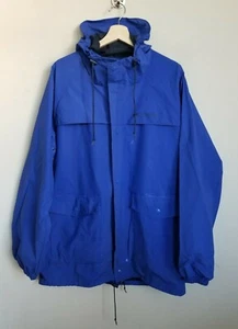 Columbia Jacket Royal Blue Hood Visor Zip Snaps Drawcord Hem Waterproof Size M - Picture 1 of 10