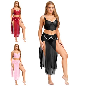Conjunto de lencería de malla transparente para mujer sin forro sujetador con aros corsé conjunto de ropa de dormir - Imagen 1 de 41