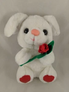 Cuddle Wit White Rabbit Plush Red Rose Flower 9 Inch Stuffed Animal toy - Imagen 1 de 11