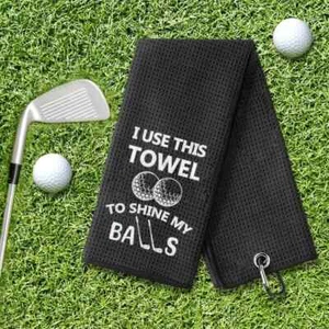 Funny Golf Towel Microfiber Fabric Waffle Pattern Towels Tri-Fold Gift / Black - Picture 1 of 6