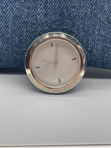 Simple Watch Face Desk Clock Insert Quartz Silver Tone Round 36 mm Silver Dial Cover
