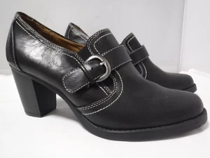 Natural Soul by Naturalizer Size 9.5M Carlo Black Buckle High Block Heel Comfort - Picture 1 of 14