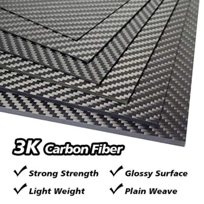 (0.5-3)mm Carbon Fiber Fibre Board Sheet 300mm x200mm/230mmx170mm Panel Sheet 3K - Image 1 of 4