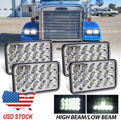 Faros LED 4x6" H4 haz alto bajo para Freightliner Classic XL Kenworth C500 4 piezas Foto 1 de 4
