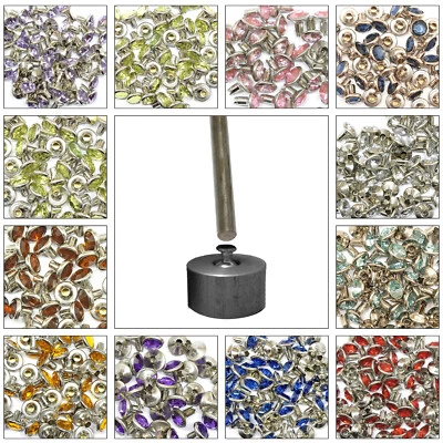 Rivetti Con Strass 10/50 Diamante Con Strumento Di Montaggio Per Pelle 8Mm - Immagine 1 di 4