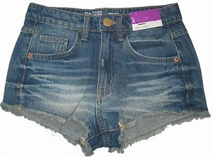 Mossimo Juniors Womens Denim Shorts DESTRUCTED FRAYED Hem HIGH WAIST SIZE 3 NEW - Picture 1 of 2