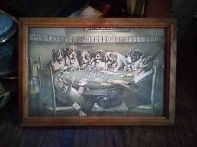 C.m. Coolidge Poker Sympathy 19 pulgadas x 24,5 pulgadas Litografía Desplazada Amarilla Foto 1 de 4