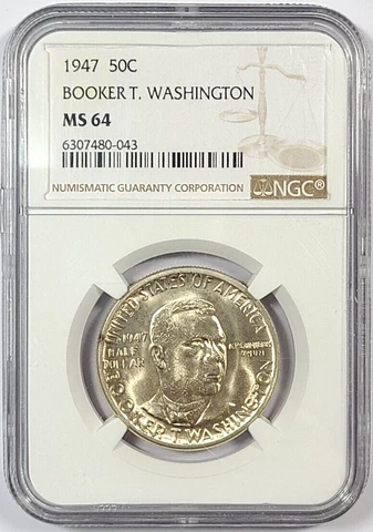1947 Booker T. Washington Commemorative Half Dollar 50c NGC MS 64 Cover