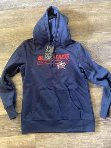 FANATICS AUTHENTIC PRO LOCKER ROOM PULLOVER HOODIE COLUMBUS BLUE JACKETS NAVY M Cover