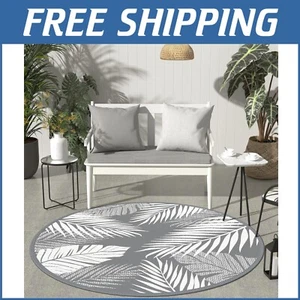 Double-Sided Grey & White Area Rug - Water-Resistant for Any Outdoor Event - Picture 1 of 8