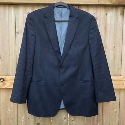 Blazer Boss Hugo Boss Hombre Talla 42R Azul Marino Rayas 100% Lana Virgen 2 Botones Foto 1 de 4