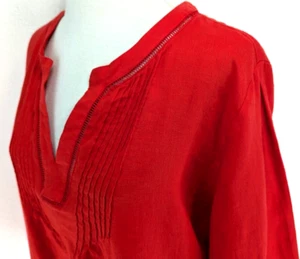 Top túnica Ralph Lauren 100 % lino LRL rojo con ribete de ganchillo Lagenlook XL $145 USADO EN EXCELENTE ESTADO * - Imagen 1 de 10