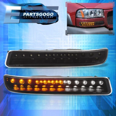 For 99-06 GMC Sierra 1500 2500 3500 Black LED Turn Signal Bumper Lights Lamps - Image 1 of 4