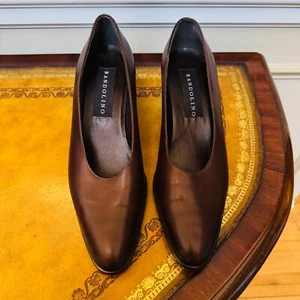 Bandolino Stylish Womens Leather Classic Brown Block Heel Pumps Size 8 - Picture 1 of 11
