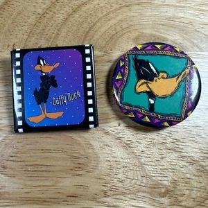 Vintage 90s Daffy Duck Pin Back Pin Lot Of 2 Looney Tunes Cartoon - Picture 1 of 6