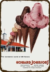1958 HOWARD JOHNSON'S Restaurant Eis VntLook DEKORATIVE NACHBILDUNG METALLSCHILD - Bild 1 von 1