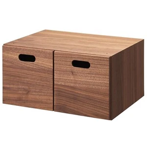 MUJI Stacking Chest W37xD28xH18.5cm Half 2 Drawers Walnut Veneer 12381112 NEW - Picture 1 of 7
