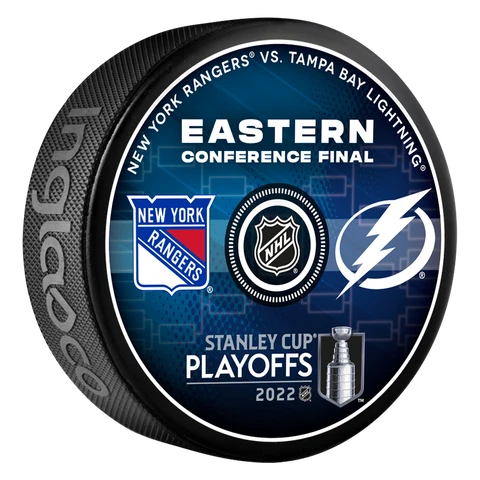 NEW YORK RANGERS vs TAMPA BAY LIGHTNING 2022 STANLEY CUP PLAYOFFS PUCK #8L_#6L Cover