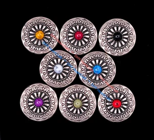 10X 1" Silver Flower Turquoise Leathercraft Belt Western Saddle Concho Screwback - Picture 1 of 54