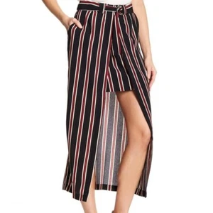 Falda alta-baja a rayas negra/roja/marfil Know One Cares 163361 para mujer talla Mediano - Imagen 1 de 2