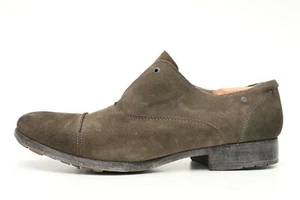 Mens DIESEL Taupe Olive Green Leather Almond Toe Oxfords Heels Shoes Size 46 - Picture 1 of 6