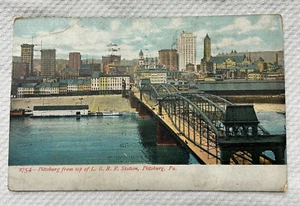 Pittsburg Postkarte 1909 getöntes Foto Pittsburgh Smithfield Street Bridge - Bild 1 von 12