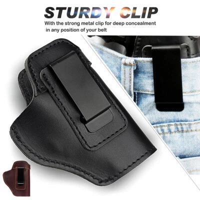 Leather IWB Concealed Carry Gun Pistol Holster For Glock 19 17 Sig Sauer S&W - Image 1 of 4