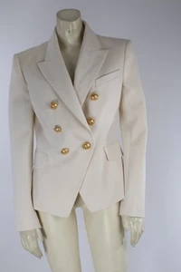 BALMAIN Cream Wool Button Down Blazer Size 38 - Picture 1 of 12