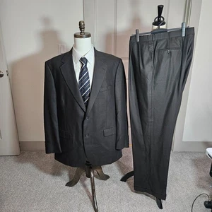 Roundtree & Yorke 46L 2PC Suit Blazer Men Wool Pants 36 x 34 Brown - Picture 1 of 24